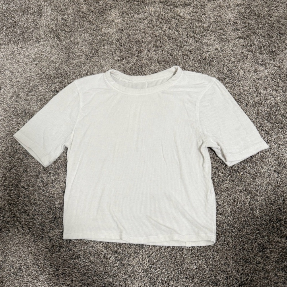 Lululemon Hold Tight Straight-Hem Cropped T-Shirt White 4